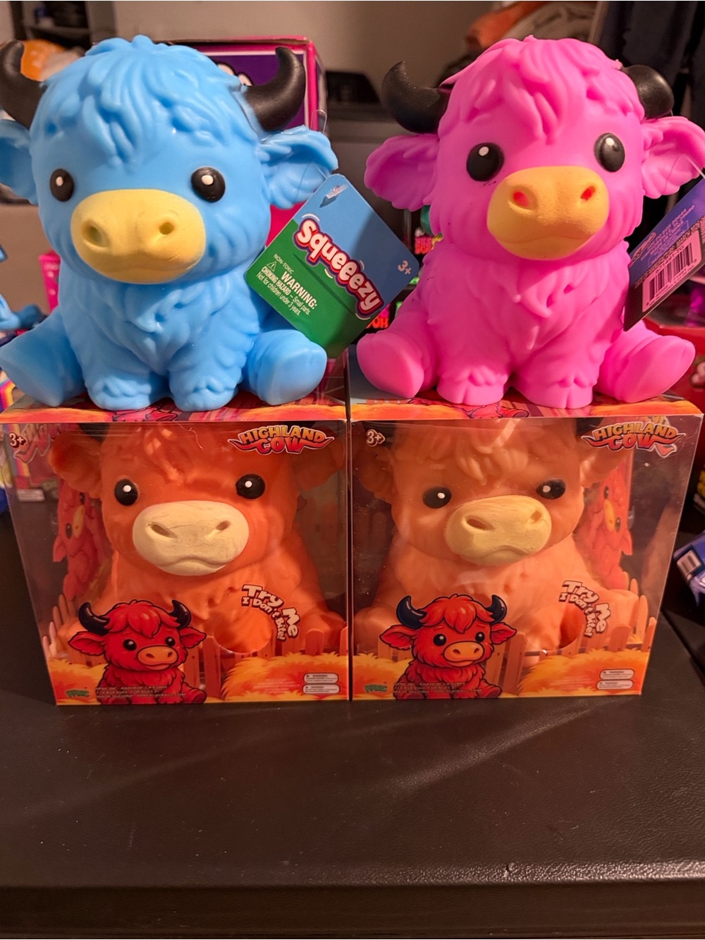 Highland Cow (PPNC) - Brown or Light Brown, Squeeezy Highland Cow - Pink or Blue